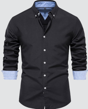 Men’s Slim-Fit Long-Sleeve Cotton Blend Dress Shirt