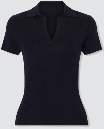 Ribbed wool polo shirt